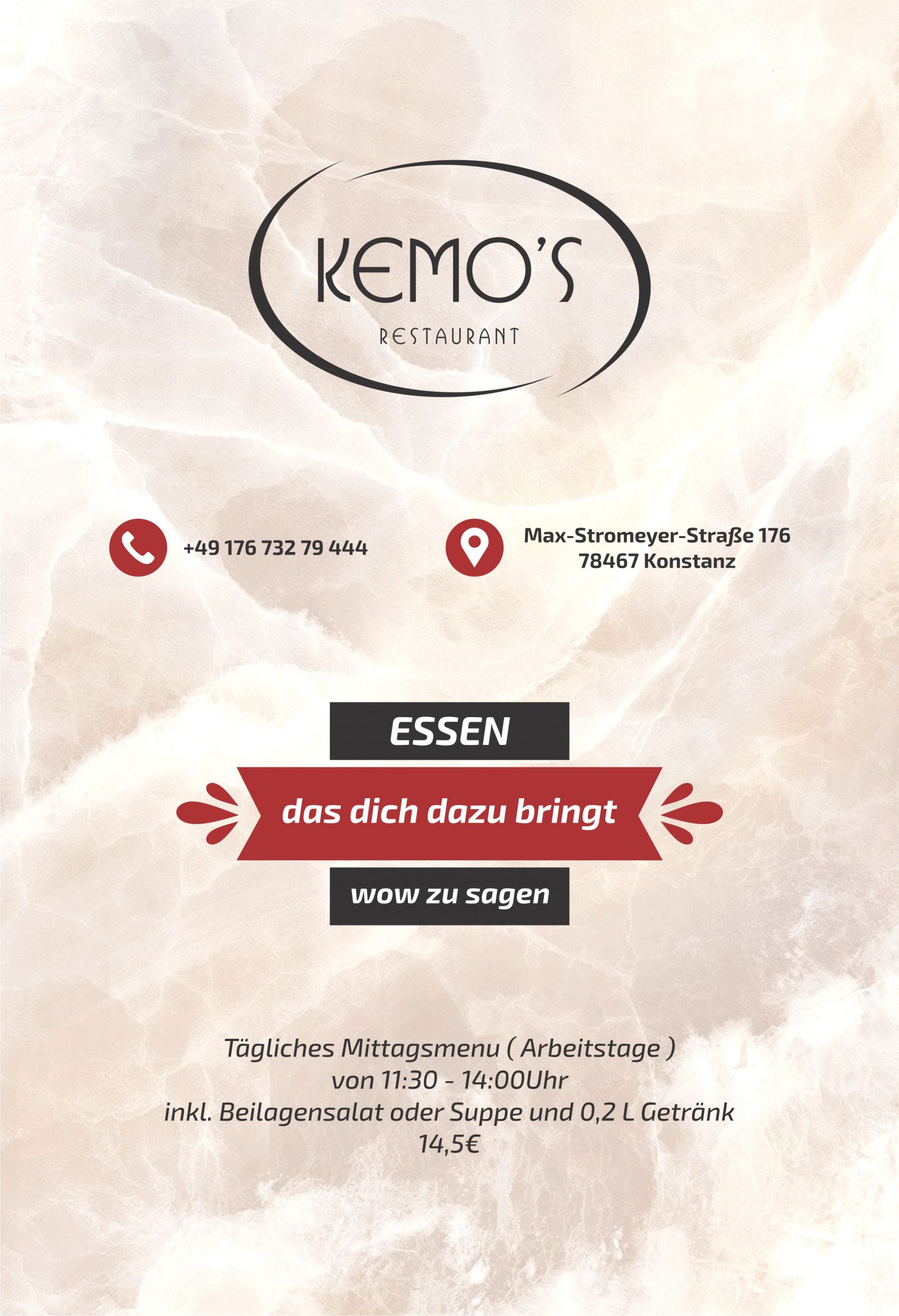 Speisekarte Kemo's Restaurant, Seite 1