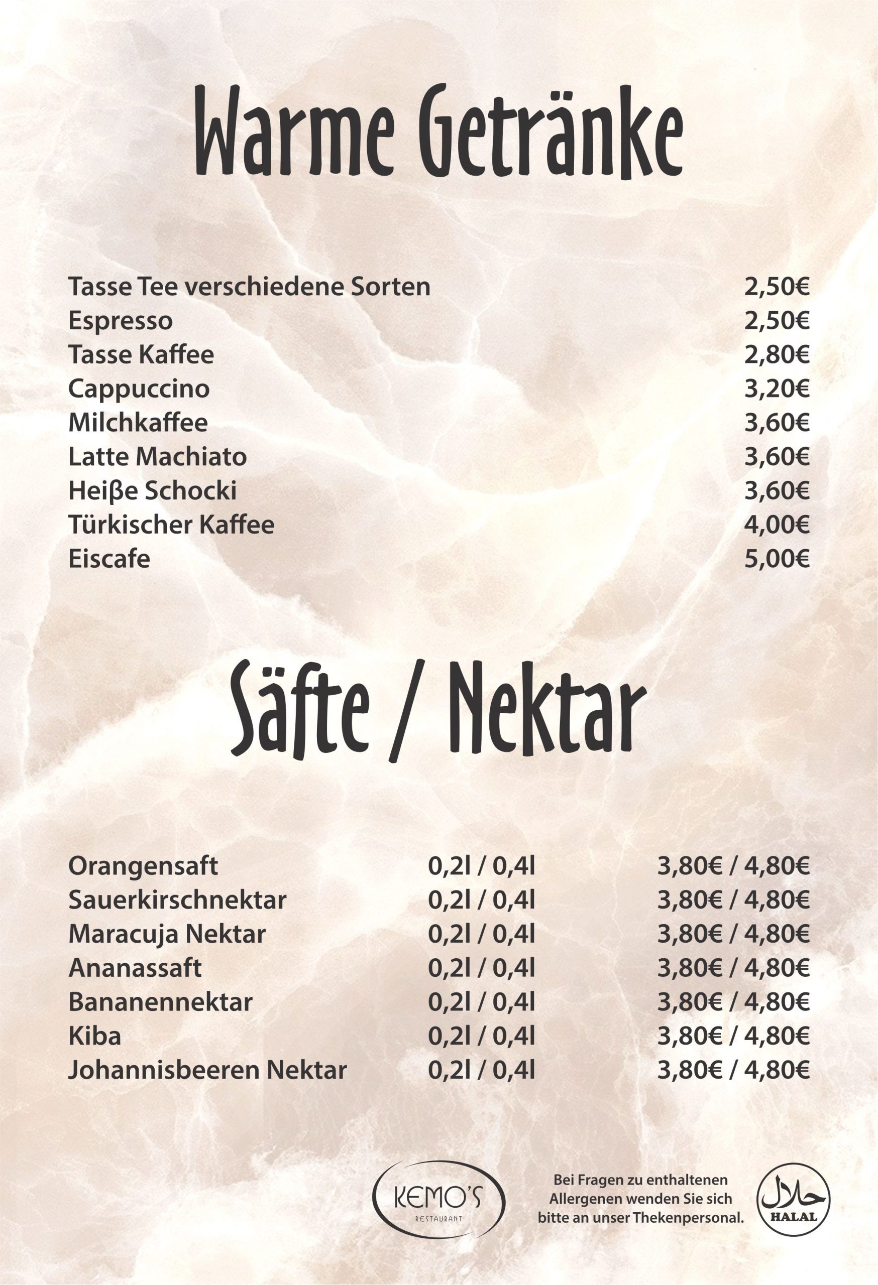 Speisekarte Kemo's Restaurant, Seite 3