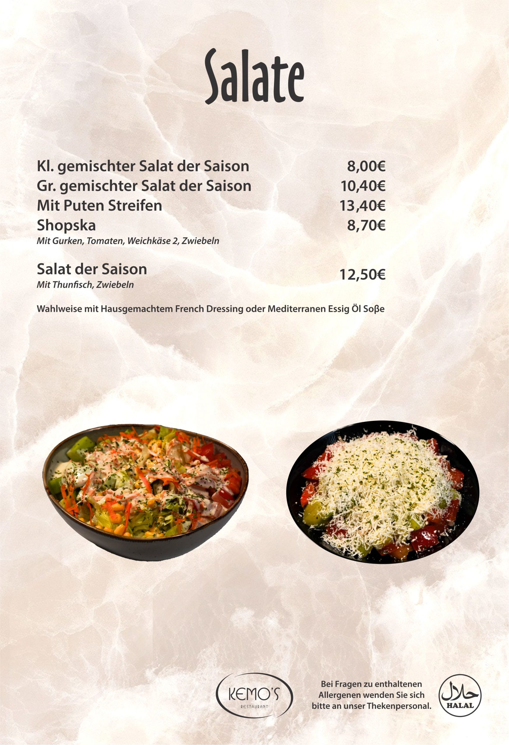 Speisekarte Kemo's Restaurant, Seite 4